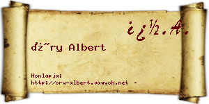 Őry Albert névjegykártya